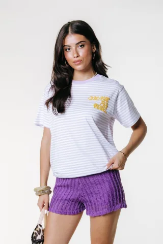 Colourful Rebel - Puff Logo Stripe Loosefit Tee - Gr. - L