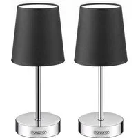 monzana Tischleuchte Lumiere, Anthrazit 2er Set, 2er Set 32 cm Stoffschirm E14 Chrom Metall Wohnzimmer Büro