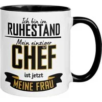 Momentals Tasse Rentner – „Einziger Chef ist jetzt meine Frau“ – Geschenk Rente Mann, Gratis Versand · Links-&Rechtshänder · Spülmaschinenfest