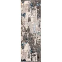 Mazovia Läufer Läufer Flurläufer Modern für Vorzimmer - Abstrakt - Beige Grau Blau, 60 x 100 cm, Kurzflor, Meterware, Höhe 8 mm