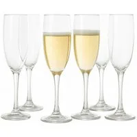 Koopman Sektglas Champagnergläser Sektgläser Gläserset Gläser Glas 6tlg, 6-tlg., Glas, Kristallglas, 190ml, Transparent, Klassisch, Feier