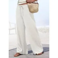 LASCANA Schlupfhose bügelfrei mit weitem Bein aus bequemen Stoff mit Kordelzug, Sommerhose, Strandhose