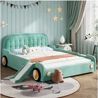 Flieks Polsterbett Autobett, Kinderbett 140x200cm mit Rutsche und Treppe, links/rechts montierbar