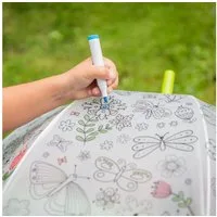 esschert design Stockregenschirm PIY Regenschirm Schmetterlinge zum Bemalen für Kinder