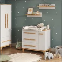 VitaliSpa® Wickelkommode Malia, Weiß/Artisan, 98 x 98 cm mit Schubladen