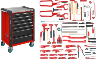 HAZET Werkstattwagen Assistent 179NX-7 mit 65 Karosseriewerkzeugen schwarz - 179NX-7/65ALU