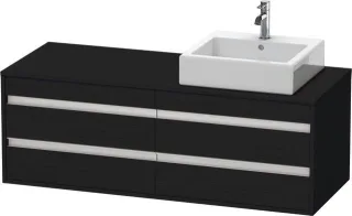 Duravit Ketho Konsolenwaschtischunterbau wandhängend Eiche Schwarz Matt 1400x550x496 mm - KT6657R161 KT6657R1616