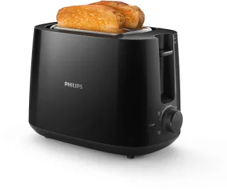 Philips Toaster "HD2581/90 Daily Collection" 2 kurze Schlitze für 2 Scheiben 830 W Brötchenaufsatz, Krümelschublade, 8 Bräunungsstufen, Schwarz