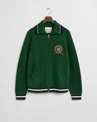 GANT - GANT 1949 Graphic Strickjacke mit Reißverschluss forest green - Gr. - M