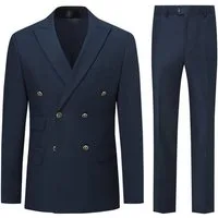 Allthemen Anzug (2 tlg) mit spitzem Revers Herrenanzug Zweireihiger Hochzeitsanzug Slim Fit