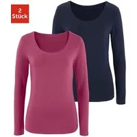 Vivance Langarmshirt (2er-Pack) aus elastischer Baumwoll-Qualität, besonders weich