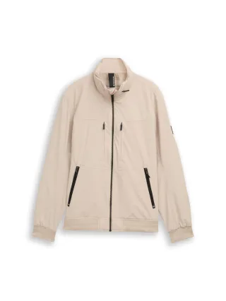 Tom Tailor - Blouson Jacke mit Kapuze im Stehkragen cashew beige - Gr. - L