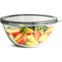 Sendez Salatschüssel XL Glasschale mit Deckel 4,4L Ø27cm Große Salatschale & Teigschüssel, Borosilikatglas, Deckel