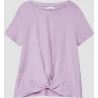 s.Oliver Kurzarmshirt T-Shirt Fließendes T-Shirt mit Knoten-Detail und leichtem Glanz