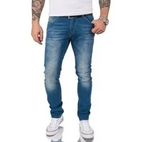 Gelverie Slim-fit-Jeans Herren Jeans Stonewashed Blau G-201