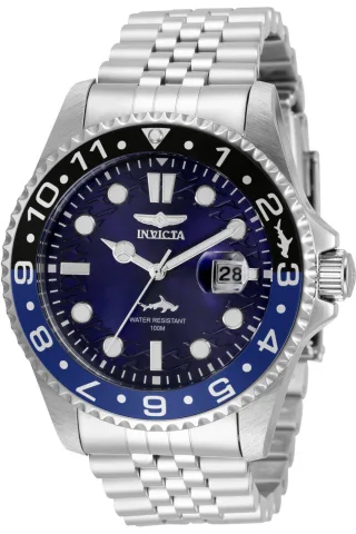 Invicta Pro Diver 35130 Herren Uhr - Quartz Bewegung - Edelstahl mit Blauem Zifferblatt - 43 mm