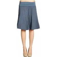 Caspar Faltenrock RO014 Damen Midi Leinenrock knielang mit figurfreundlichem Stretch Bund - Made in Italy