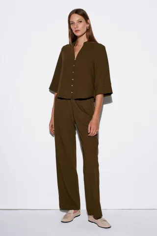 Damen Crepe-Hosen mit weitem Bein