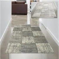 Carpetia Teppich Wohnzimmer Teppich – quadratisches Muster – in grau, rechteckig, Höhe: 12 mm