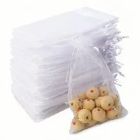FOUORTUNATE-BEE Aufbewahrungstasche Organzabeutel 100 Stück 10x15 cm – Schmuck & Geschenkbeutel, Weiße Zugbeutel für Hochzeit, Lavendel & kleine Geschenke