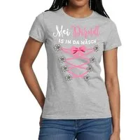 Spreadshirt T-Shirt Dirndl Mit Blumen Und Bindeoptik Frauen T-Shirt (1-tlg) Slim Fit, fällt klein aus