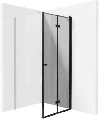 Neuesbad Dusche DOOR, ONE Teil, Weissglas transparent mit Abdeckung, Schwarz, 90CM NB1DEKTSXN41P1