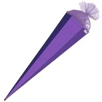 Roth Schultüte Basteltüte Lila, 85 cm, eckig, mit lila Tüllverschluss, Rot(h)-Spitze
