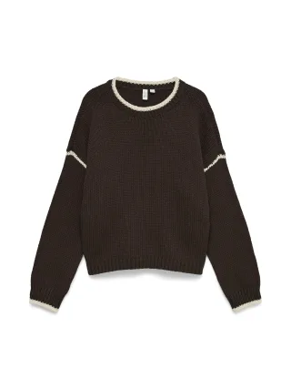 VERO MODA - VMMARGOT LS O-NECK STITCH PULLOVER BTQ Chocolate Torte - Gr. - S