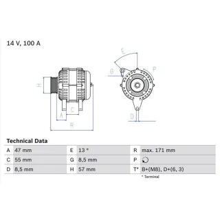 Bosch Lichtmaschine 100A Volvo 850 C70 S40 S70 V40 V70