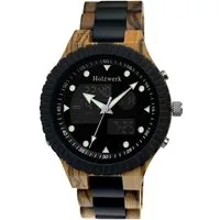 Holzwerk Digitaluhr HALLSTADT Holz Armband Uhr mit Datum, schwarz, braun HALLSTADT