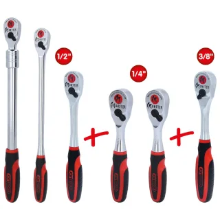 KS Tools Monster Umschaltknarren-Satz, 6-tlg 1/4" + 3/8" + 1/2" - 935.0006