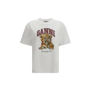 Ganni Weißes Baumwoll-T-Shirt