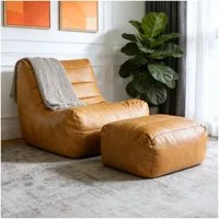 Odikalo Sitzsack Sofas wohnzimmer Loungesofa mit schlaffunktion & Fußbank (Ergonomic Single-Seater Lounge Sofa with Coordinated Ottoman for Compact Living Spaces and Modern Home Decor)