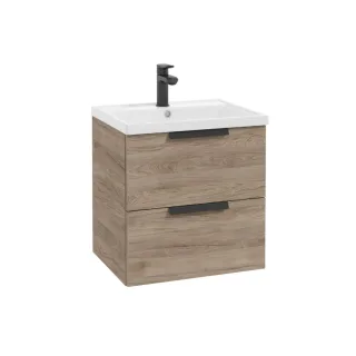 Neuesbad Serie 40 Waschtischunterschrank mit 2 Schubladen, B:500,H:500,T:400mm, Korpus/Front: Walnus NB1DF001-D-050341