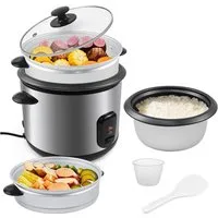 OZAVO Reiskocher 1.8L/2.2L Warmhaltefunktion Mit Dampfkorb, Löffel und Messbecher, 900 W, mit dampfgarer10 Portione Schnellkochfunktion hitzesicheres Design