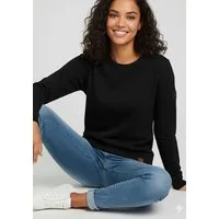 KangaROOS Sweatshirt Langarm, figurbetonter Schnitt, unifarben, Rundhalsausschnitt