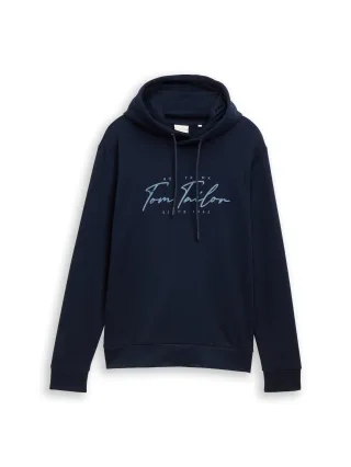 Tom Tailor - Hoodie Sweatshirt mit Logo-Print sky captain blue - Gr. - M