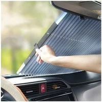 FOUORTUNATE-BEE Autosonnenschutz Auto Sonnenschutz Rollo ausziehbar, Saugnapf Montage 46×120 cm, Fenster Sonnenschutz zum Ziehen für Auto & Zuhause, ohne Bohren