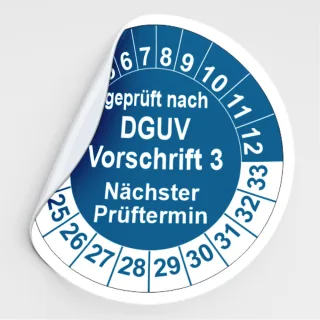 Prüfplaketten nach DGUV nächster Prüftermin blau
