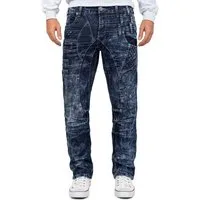 Kosmo Lupo 5-Pocket-Jeans Herren Regular Fit Jeans Stonewashed KM006d (1-tlg) mit Verzierungen