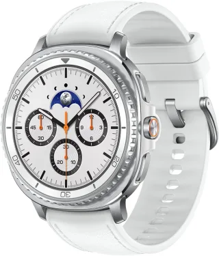 Samsung Galaxy Watch 8 Classic [WiFi + LTE inkl. Hybrid-Armband weiß] 46mm Edelstahlgehäuse silber