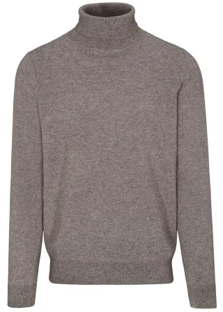 COMMANDER Finest Clothing - Rollkragen Pullover, uni dark stone mel. - Gr. - S
