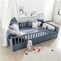 PAIDI Kinderbett LITTLE FLO, vom Baby bis zum Teeni, in mehreren Farben und Breiten (Breite/Länge: 90x200cm + 120X200cm +140x200cm), umbaubar zum Kinder- oder Jugendbett, Bodenbett auch als Sofa nutzbar