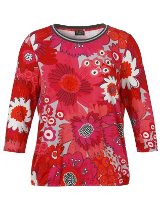 VIA APPIA DUE - T-Shirt Rundhals 3/4 Arm Druck rot multicolor - Gr. - 44