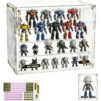 BlingBin Vitrine Acryl Schaukasten für Figuren & Modelle, mit Staubschutz (1er Set, 1-St., Transparente Acryl-Vitrine für Sammlerstücke, 4 Ebenen, 36 x 23 x 27cm) Acryl-Aufbewahrungsbox mit Magnetverschluss, für Sammlerstücke, Puppen