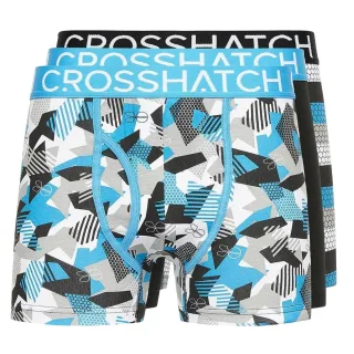 Crosshatch - "Crystaline" Boxershorts für Herren (3er-Pack) (Malibu-Blau/Schwarz/Grau)