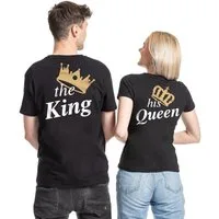 Couples Shop T-Shirt King & Queen Krone Partner T-Shirt mit modischem Print