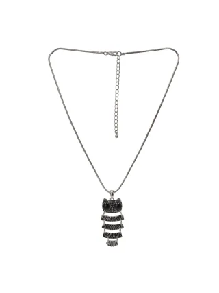 Steuer Modeschmuck Kette mit Anhänger silberfarben Anhänger Eule