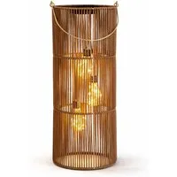 formano LED Laterne Solarlaterne Außen Garten Rattan Look Laterne 3 LED Birnen 45cm Solar, LED fest integriert