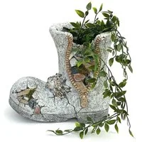 DanDiBo Übertopf Pflanztopf Stiefel aus Magnesia Blumentopf 32 cm wetterfest frostfest, 715432 Pflanzgefäß Kunststein Gartendeko